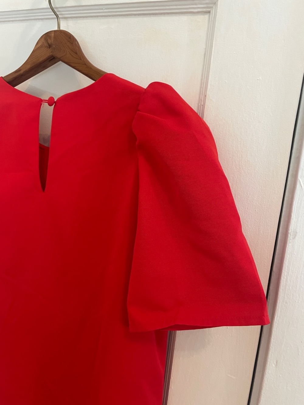New Abbey Glass Marty Crew Neck Short Puff Sleeve Bow Mini Shift Dress Small - Picture 9 of 11